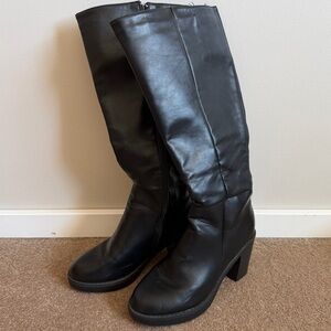 Ardene Black Knee-High Block Heel Boots